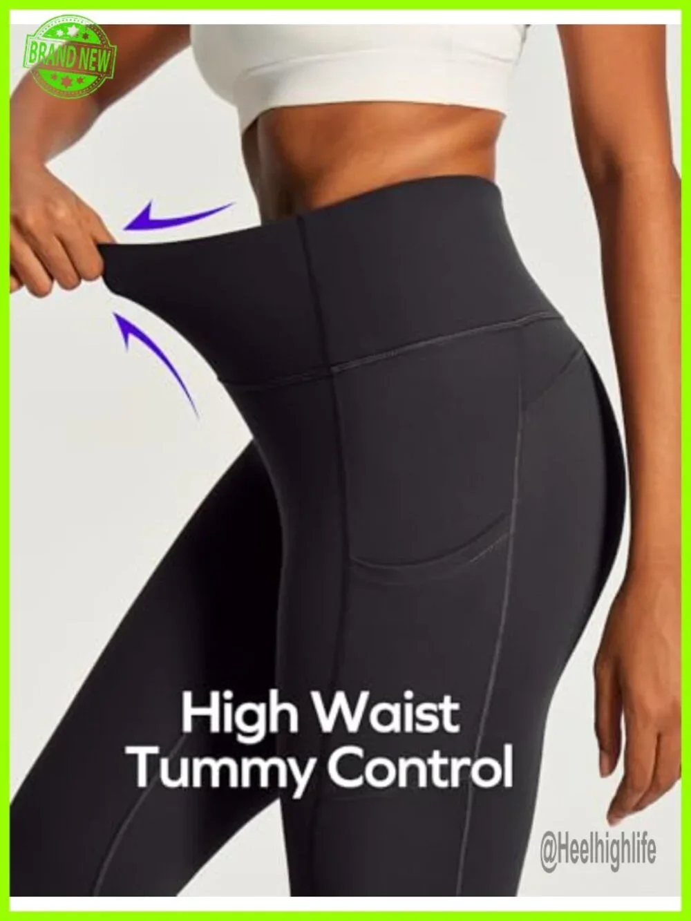 High Waisted Capri Leggings with Pockets Women Yoga Pants 4-Way Stretch